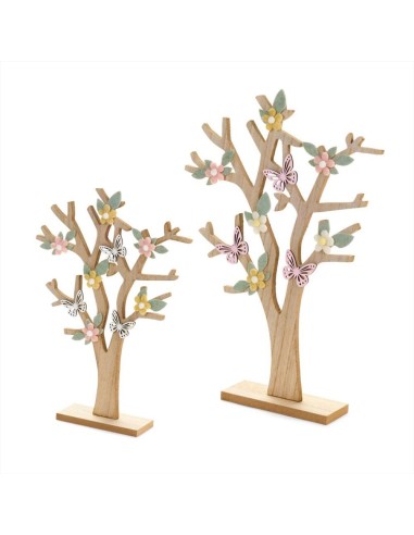 Albero primaverile con fiori in legno feltro - 2 formati (1pz)
