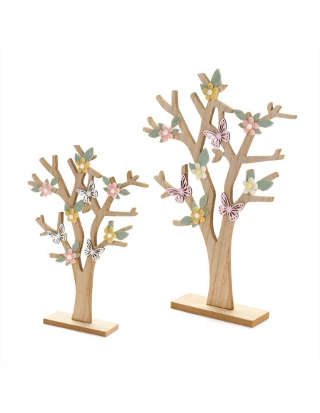 Albero primaverile con fiori in legno feltro - 2 formati (1pz)