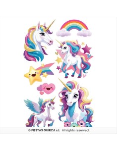 Tatuaggi Temporanei Unicorno 14x30 cm | Diamante Rosa