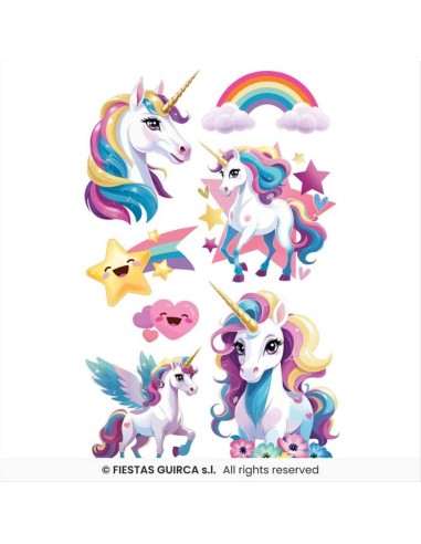 Tatuaggi Temporanei Unicorno 14x30 cm | Diamante Rosa