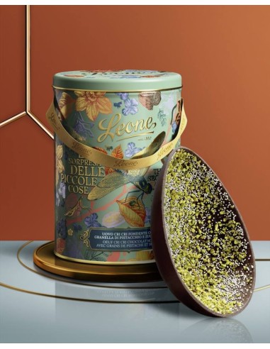 Uovo Giardino Segreto Cri Cri Fondente 70% con granella di Pistacchio Leone - Latta 350 gr