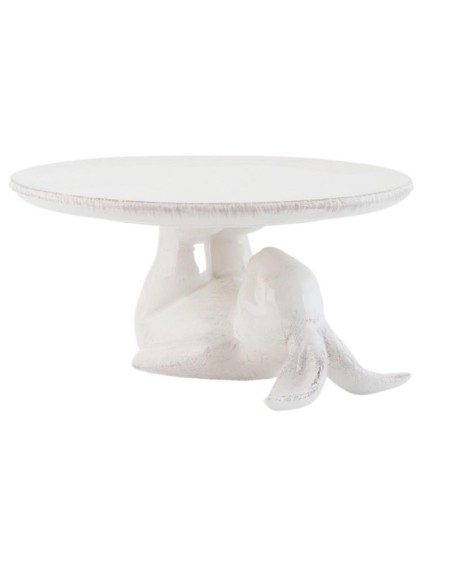 Alzata in porcellana bianca con Coniglietto | Diamante Rosa