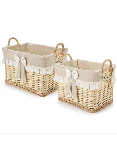 Cesto in Vimini Rettangolare con Manici e Balze - 2 Formati (1pz)