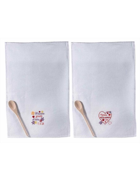 Set Asciugamano e Mestolo Mamma con Dedica