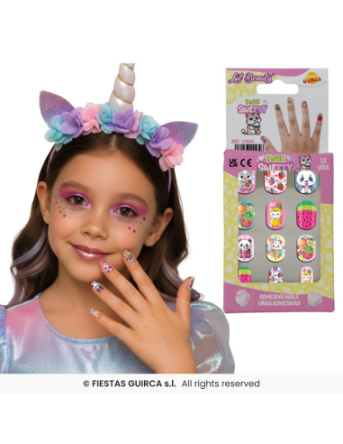 Kit 12 Unghie Finte Kawaii - 4 Fantasie (1pz) | Diamante Rosa