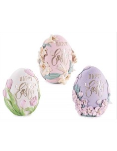 Uovo pasquale con scritta e fiori 3D - 3 modelli (1pz)