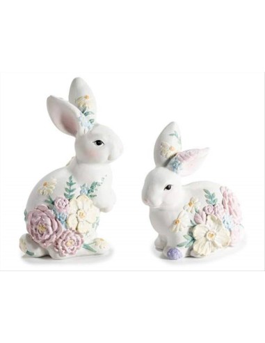 Coniglietto con fiori 3D - 2 modelli (1pz)