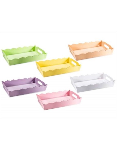 Vassoio in legno colorato con bordi sagomati - 6 colori (1pz)