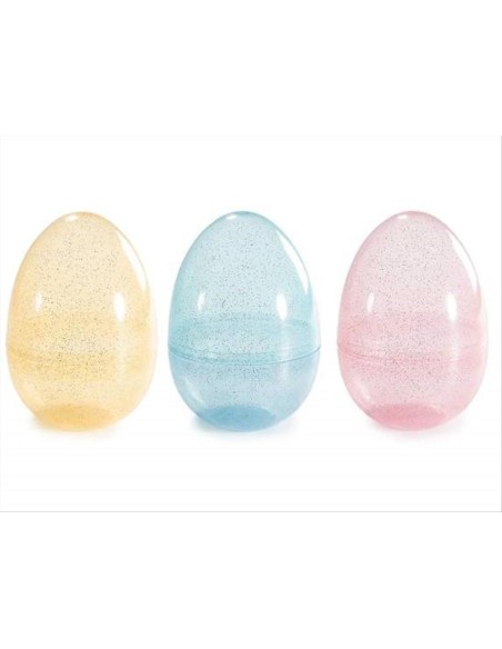 Uovo contenitore colorato con glitter H15cm - 3 colori (1pz)