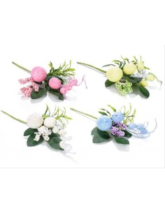 Mazzolino Pasquale con Uova Decorative 21,5 cm 4 Colori