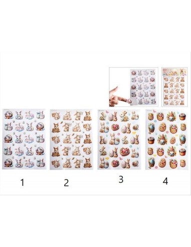 Adesivi Pasquali Colorati 40 Stickers 4 Fantasie