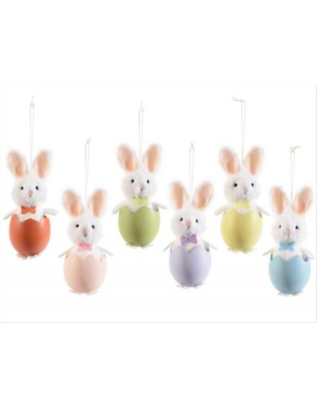 Coniglietto nell'Uovo da Appendere 11 cm 6 Colori
