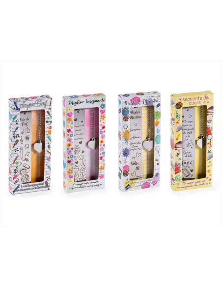 Segnalibro in Metallo Dedica Maestra Insegnante con Catenella