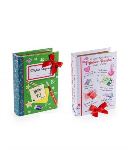 Scatola a Libro Dedica Maestra in Legno 18 cm Regalo