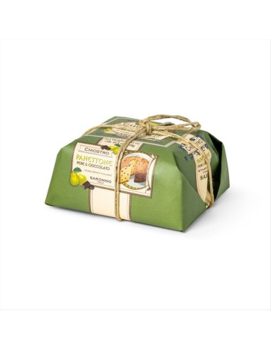 Panettone Pere e Cioccolato 750g Incartato a mano - Lievitazione natur