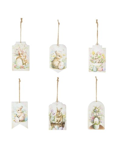 Decorazione con Coniglietti e Uova Pasquali in metallo 6 varianti (1pz