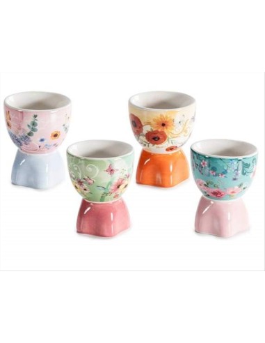 Portauovo con decoro floreale - 4 colori (1pz)