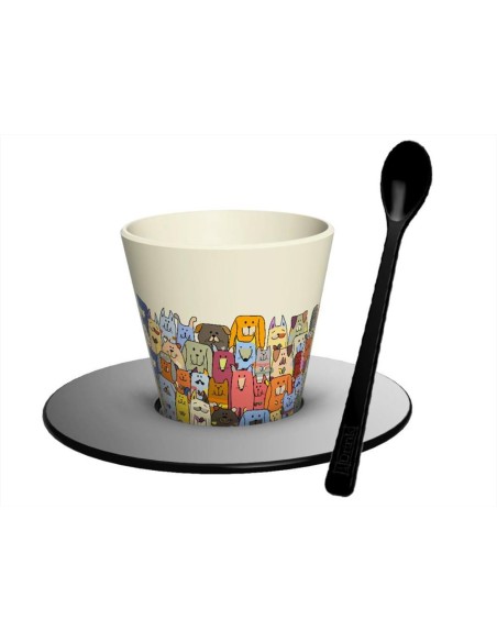 Set Caffè Ecologico Stay Pawsitive 🐾 - Tazzina, Cucchiaino e Piattino