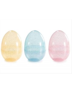 Uovo contenitore colorato con glitter H15cm - 3 colori (1pz)
