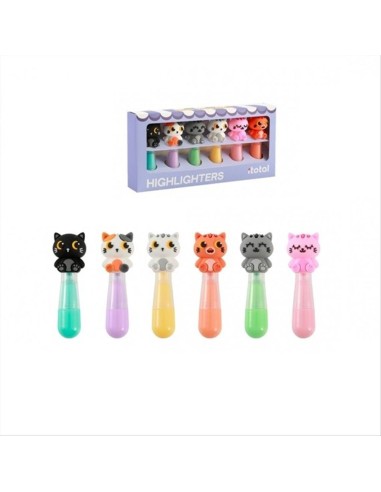Evidenziatori Gatti Kawaii iTotal Set 6 Colori - Idea Regalo