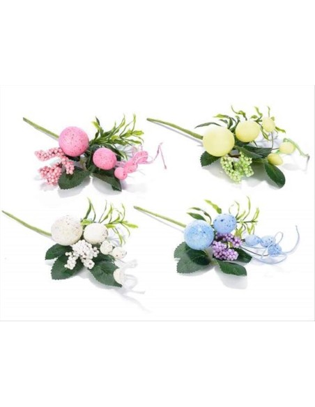 Mazzolino Pasquale con Uova Decorative 21,5 cm 4 Colori