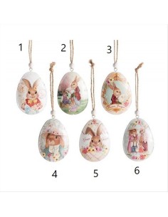 Uovo Pasquale Decorativo in Metallo con Coniglietto 8 cm