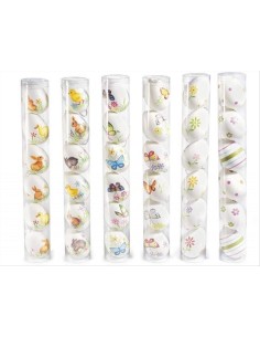 Uovo bianco con disegno pasquale H6cm