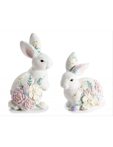 Coniglietto con fiori 3D - 2 modelli (1pz)