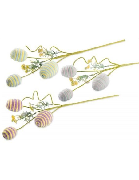 Ramo Decorativo con Uova Pasquali e Fiorellini 47 cm