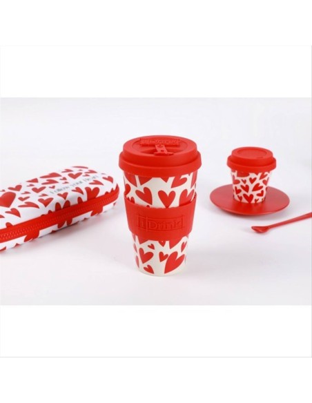 iTOTAL Tazza con tappo silicone 435 ml CUORI Follow your heart