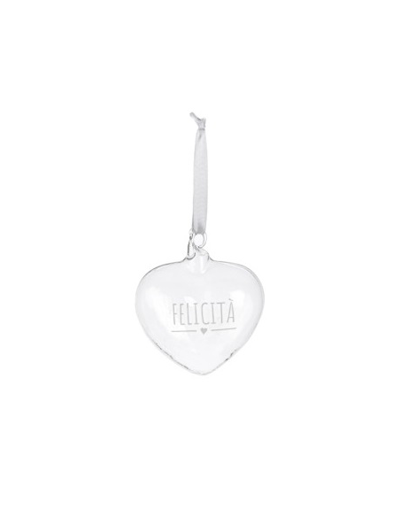 Cuore da appendere in borosilicato con scritta 7 varianti Nuvole di St