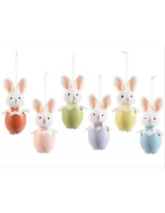 Coniglietto nell'Uovo da Appendere 11 cm 6 Colori
