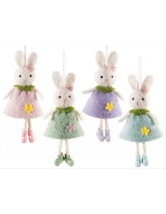 Coniglietto in lana cardata H16cm - 4 colori (1pz)