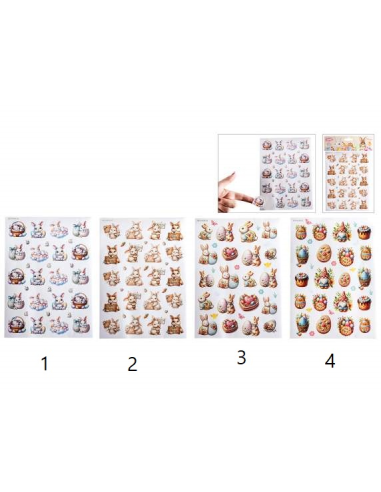 Adesivi Pasquali Colorati 40 Stickers 4 Fantasie