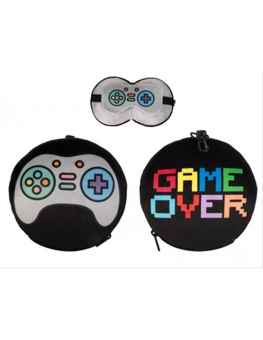 iTOTAL Cuscino da viaggio con mascherina GAME OVER 🎮 | Diamante Rosa