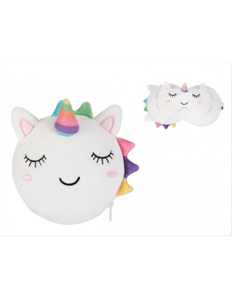 iTOTAL Cuscino da viaggio con mascherina UNICORNO | Diamante Rosa