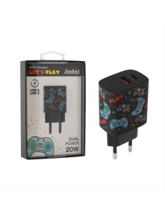 iTOTAL Caricatore 2 porte USB C + porta USB LET'S PLAY