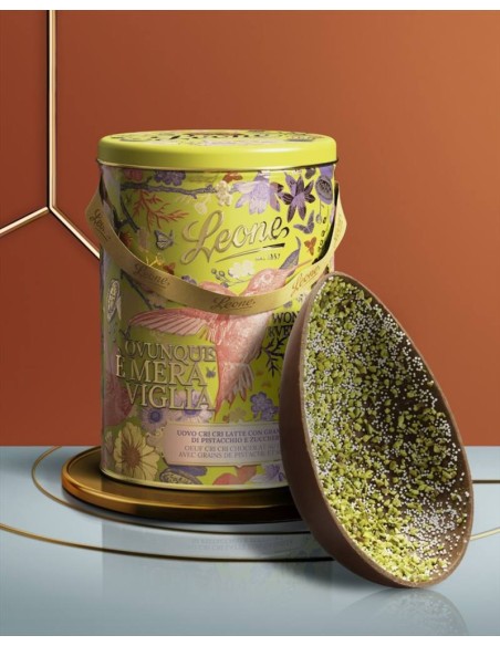 Uovo Cri Cri Latte 40% Pistacchio Leone 350g - Giardino Segreto