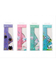 Set Squadra e Righelli Animali Kawaii iTOTAL - 4 Varianti 9x23,8 cm