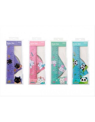 Set Squadra e Righelli Animali Kawaii iTOTAL - 4 Varianti 9x23,8 cm