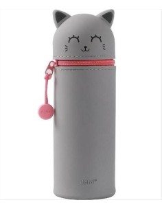 Astuccio in Silicone Gatto Grigio iTOTAL - Portapenne Kawaii 6x6x21,5 