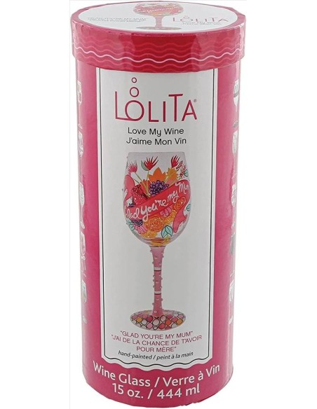Calice bicchiere da vino Lolita Glad You're My Mum 444ml Diamante Rosa