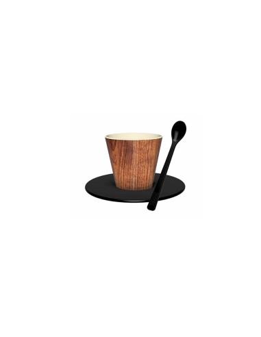 Set tazzina espresso con cucchiaino e piattino 90ml WOOD