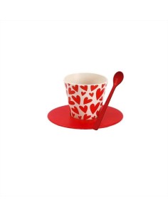Set tazzina espresso con cucchiaino e piattino 90ml FOLLOW YOUR HEART