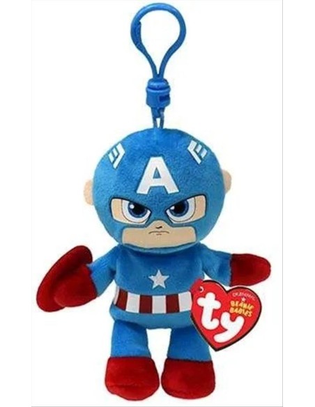 Peluche Ty Marvel Clips - Captain America 8,5cm con moschettone