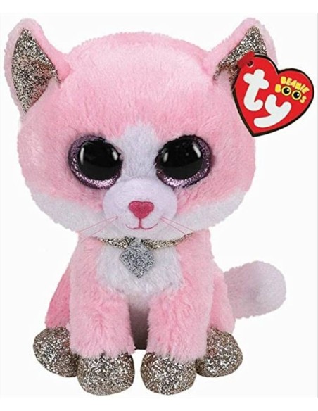 Peluche Ty Beanie Boo’s Fiona 28cm – Gattina rosa con occhi scintillan