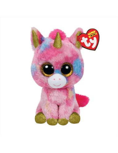 Peluche Ty Beanie Boo’s Fantasia 28cm – Unicorno rosa multicolore con 