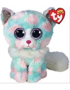 Peluche Ty Beanie Boo’s Opal 28cm – Gattina multicolore rosa e azzurra