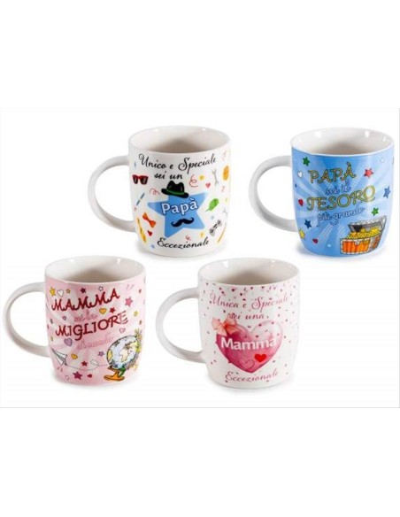 Tazza 300ml con dedica per Mamma Papà - Diamante Rosa