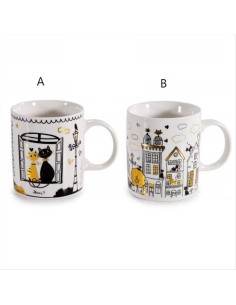 Tazza con Gatti 🐾 - Eleganza Felina Nera e Dorata da 350ml!